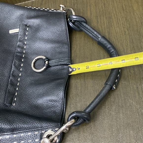 BCBGMaxAzria Black Pebbled Leather Handbag /Purse/with Gorgeous Stitching - Picture 15 of 16